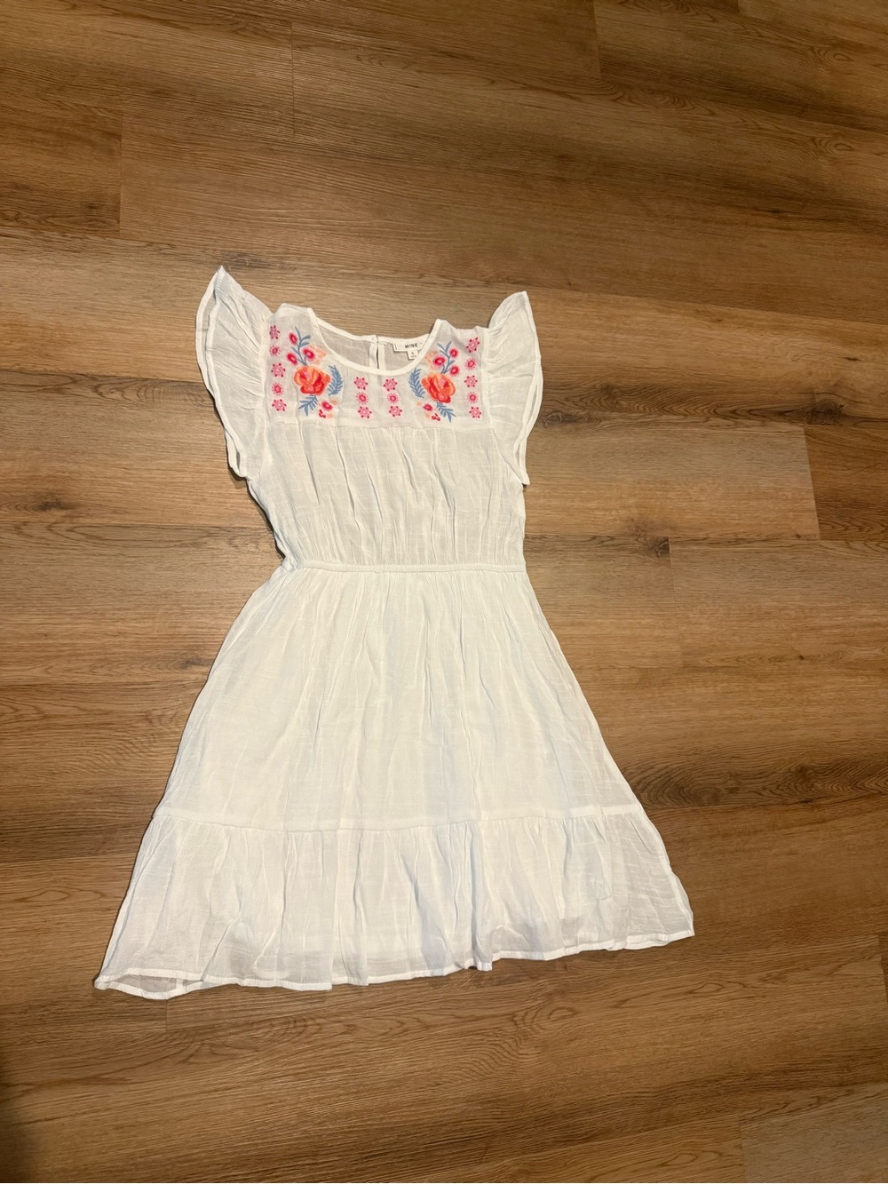 Mine White Embroidered Neckline Dress NWOT